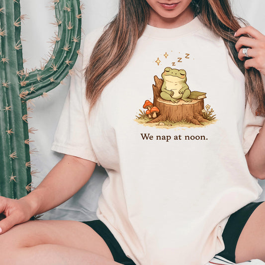 Whimsical Frog Shirt We Nap At Noon, Cute Mental Health Shirt, Fairycore Cottagecore Womens Shirt, Funny Frog Gift, Trending Shirt