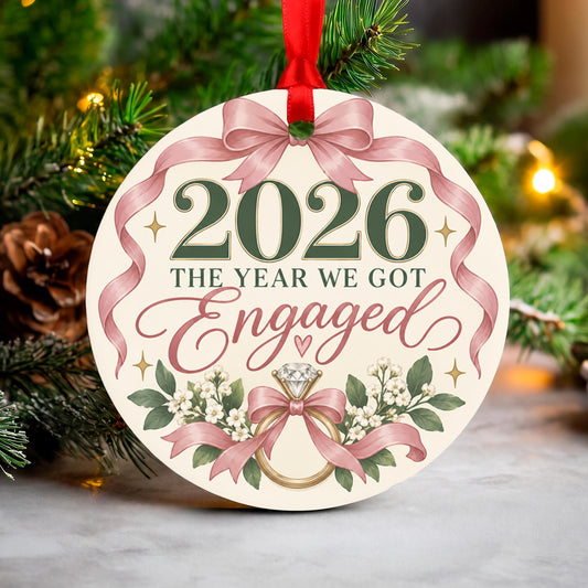 2026 Engaged Ornament, Our First Christmas Engaged, Engagement Gift for Couple, Future Mr and Mrs, Personalized Engagement