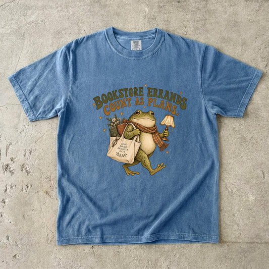 Bookish Frog Shirt, Cottagecore Reading Tee, Bookstore Plans Now.