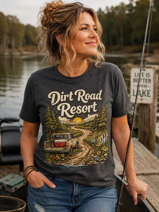 dirt road shirt, dirt road resort, funny country shirt, country girl shirt, country living shirt, southern girl shirt, back roads shirt, red