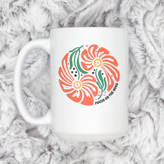 Floral Ceramic Mug – Inspirational Coffee Cup with Motivational Flower Pattern