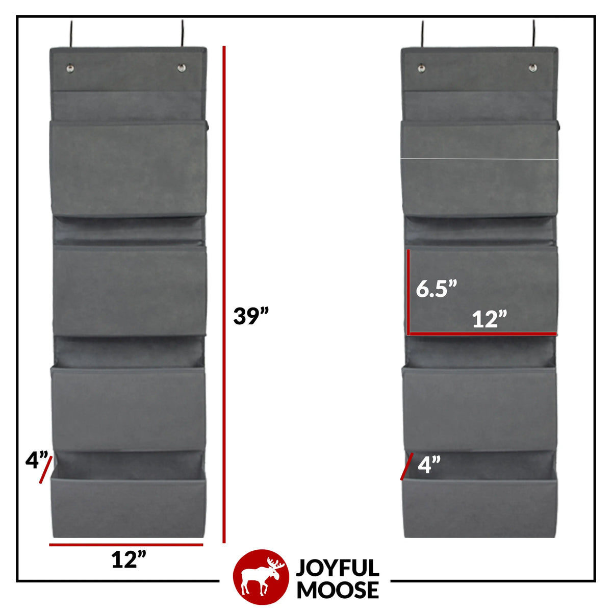 Over the Door Hanging Organizer Closet Storage Bins Grey - Joyful Moose