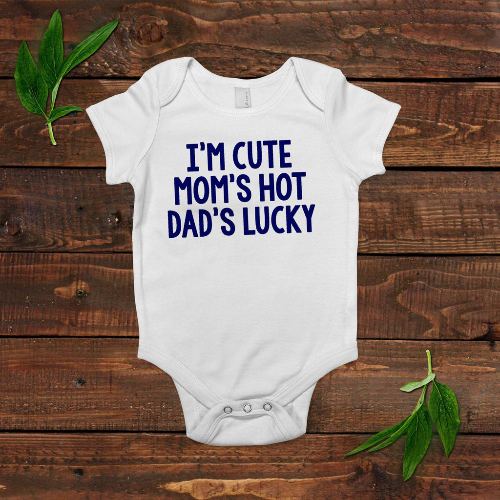 Funny Baby Boy Shirt - Newborn Baby Boy Gift - New Baby Boy Blue Clothing - Cute Hot Lucky
