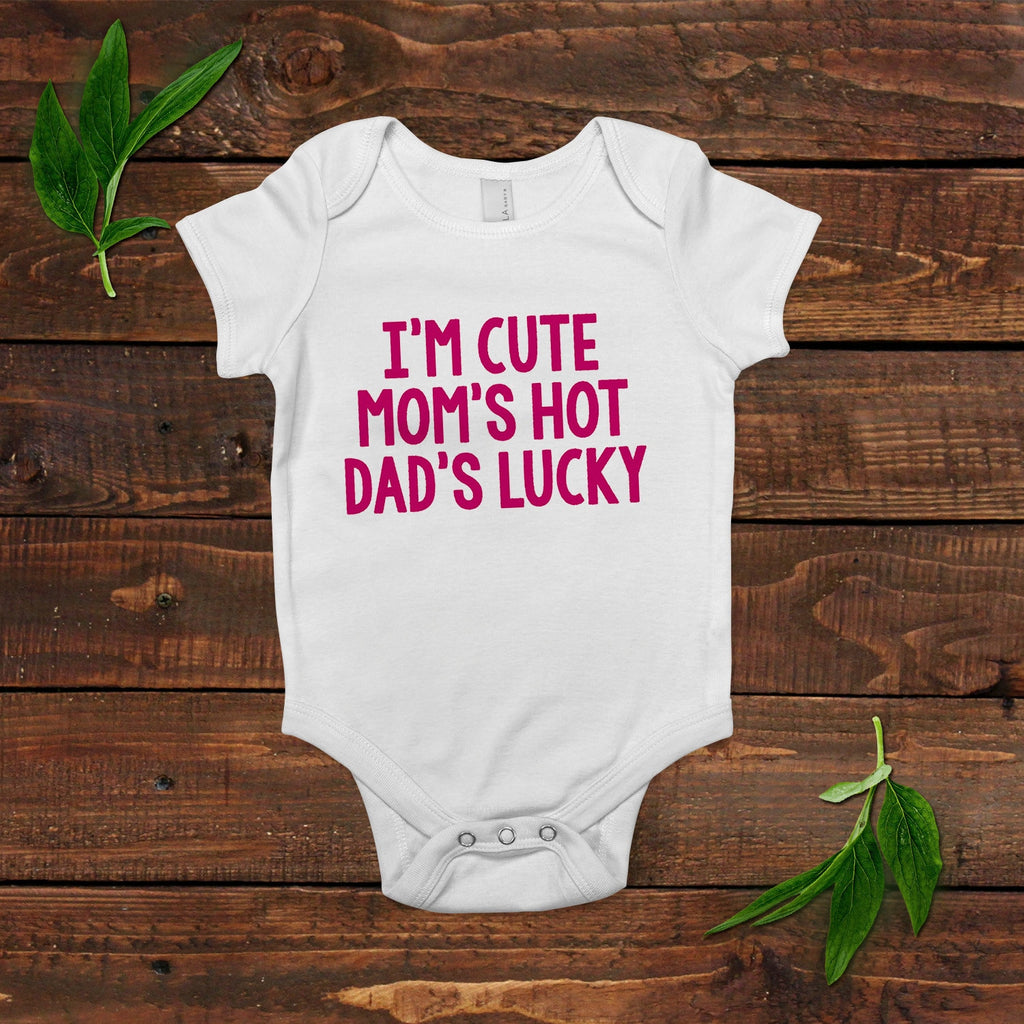 Funny Baby Girl Shirt - Newborn Baby Girl Gift - New Baby Girl Pink Outfit - Cute Hot Lucky