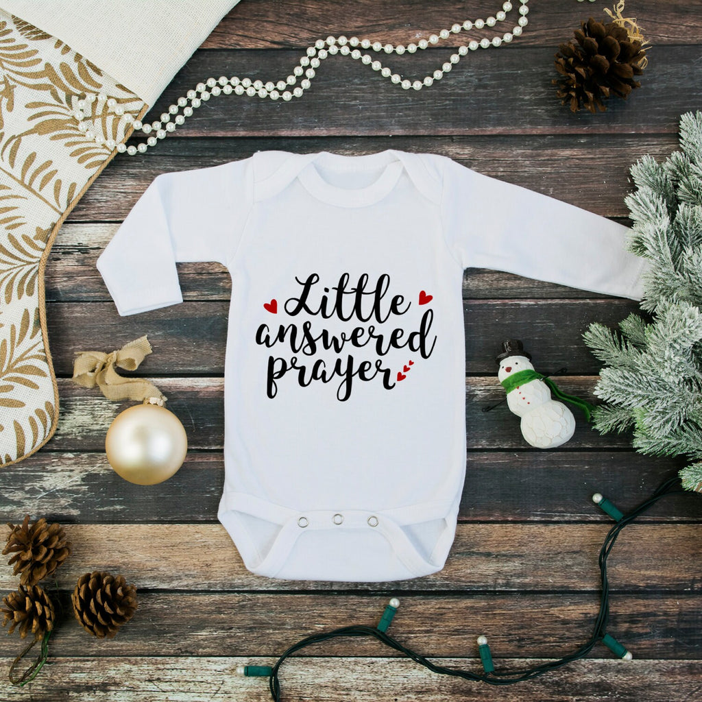 New baby going home outfit, Baby Shower Gift, little answered prayer bodysuit, Pregnancy Reveal Idea, Pregnancy Announcement