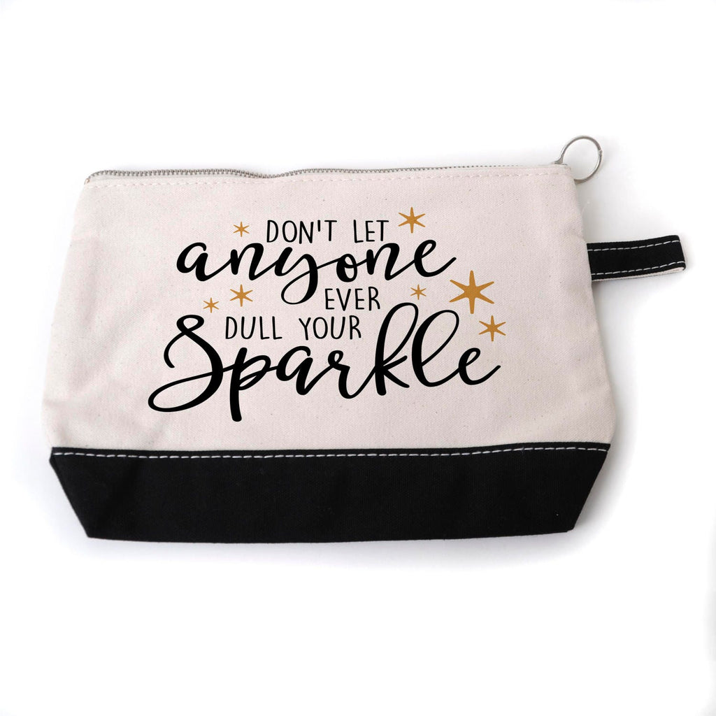 Inspirational Cosmetic Bag - Zipper Pouch - Pencil Case - Gold Sparkle