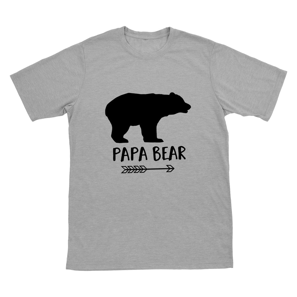 Papa Bear Shirt - Gray Mens Tee - Papa Bear Tshirt for Father's Day