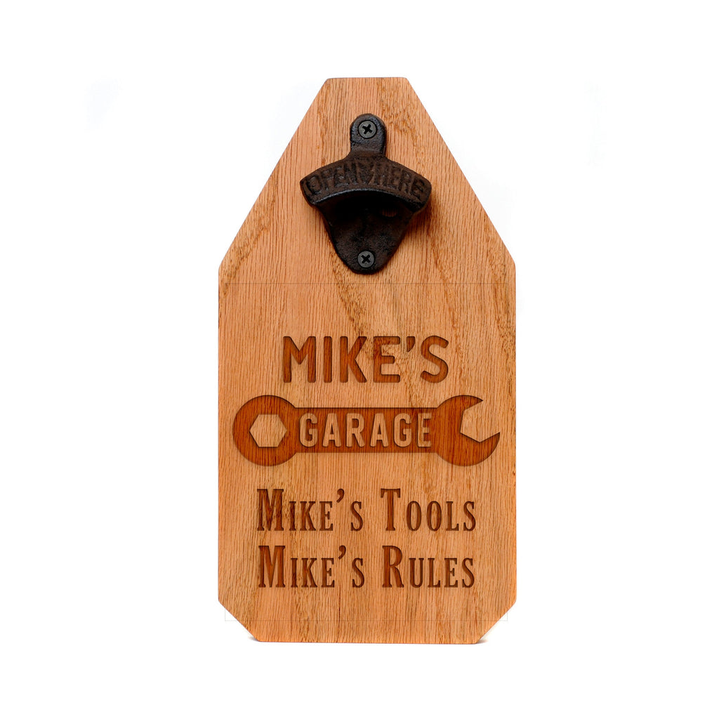 Garage Sign, Wood Sign for Garage, Personalized My Tools My Rules Rustic Bottle Opener, personalized sign, Garage Decor Father's Day Gift