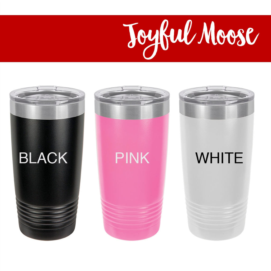 Personalized Insulated Powder Coated Tumbler - Pink White or Black Bridesmaids Gifts