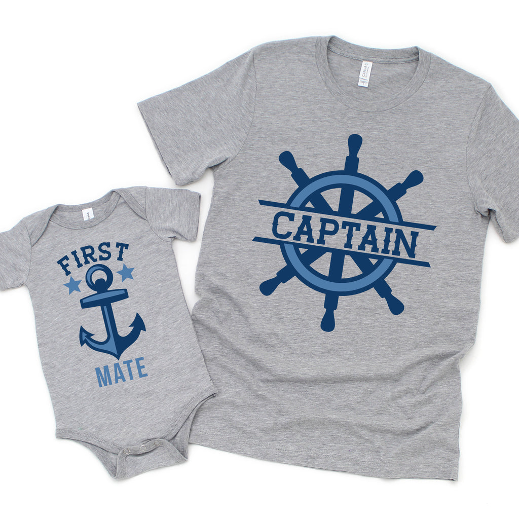 father son shirts - nautical captain & first mate - father's day gifts - toddler baby