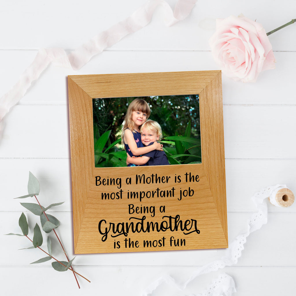 Grandmother Photo Frame - Mothers Day Gift for Grandma - Wood Picture Frame Inspirational Quote