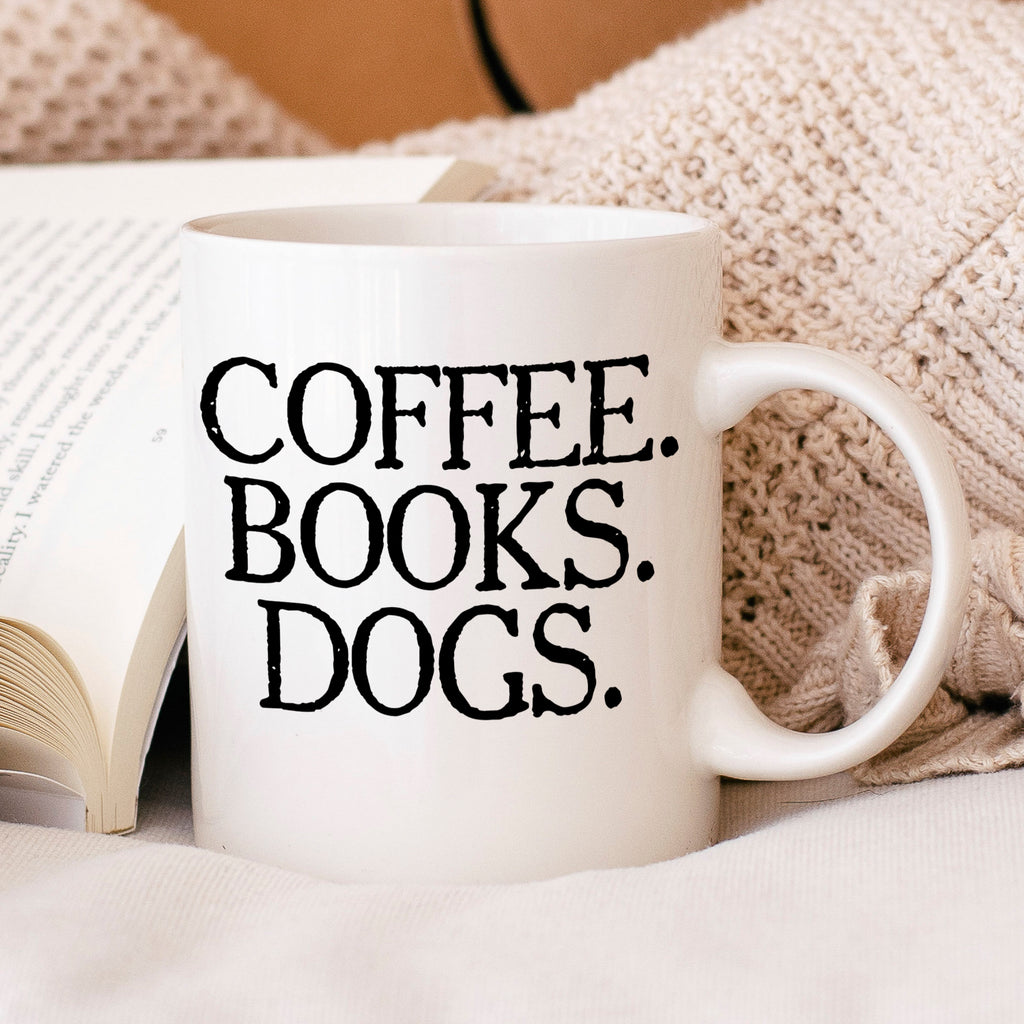 Coffee Books Dogs Mug - gifts for book lovers - 11 oz 15 oz Ceramic Mug - dog lover gift - dog mug - dog mom mug - book lover gift