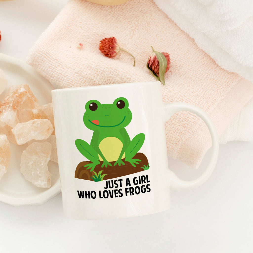 frog mug, coffee mug just a girl who loves frogs, 11 oz 15 oz ceramic coffee cup, cute frog gifts for her, frog accessories decor