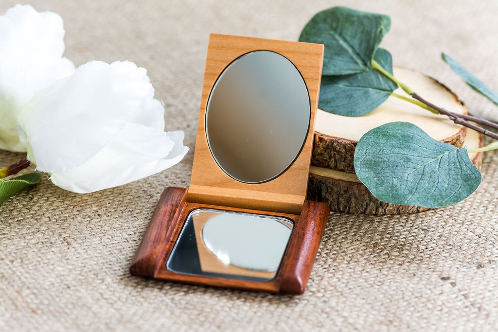 Wood Compact Mirror - Personalized mirror - personalized gift for her - hand held mirror - Wood Mirror - wooden mirror - custom gift for her