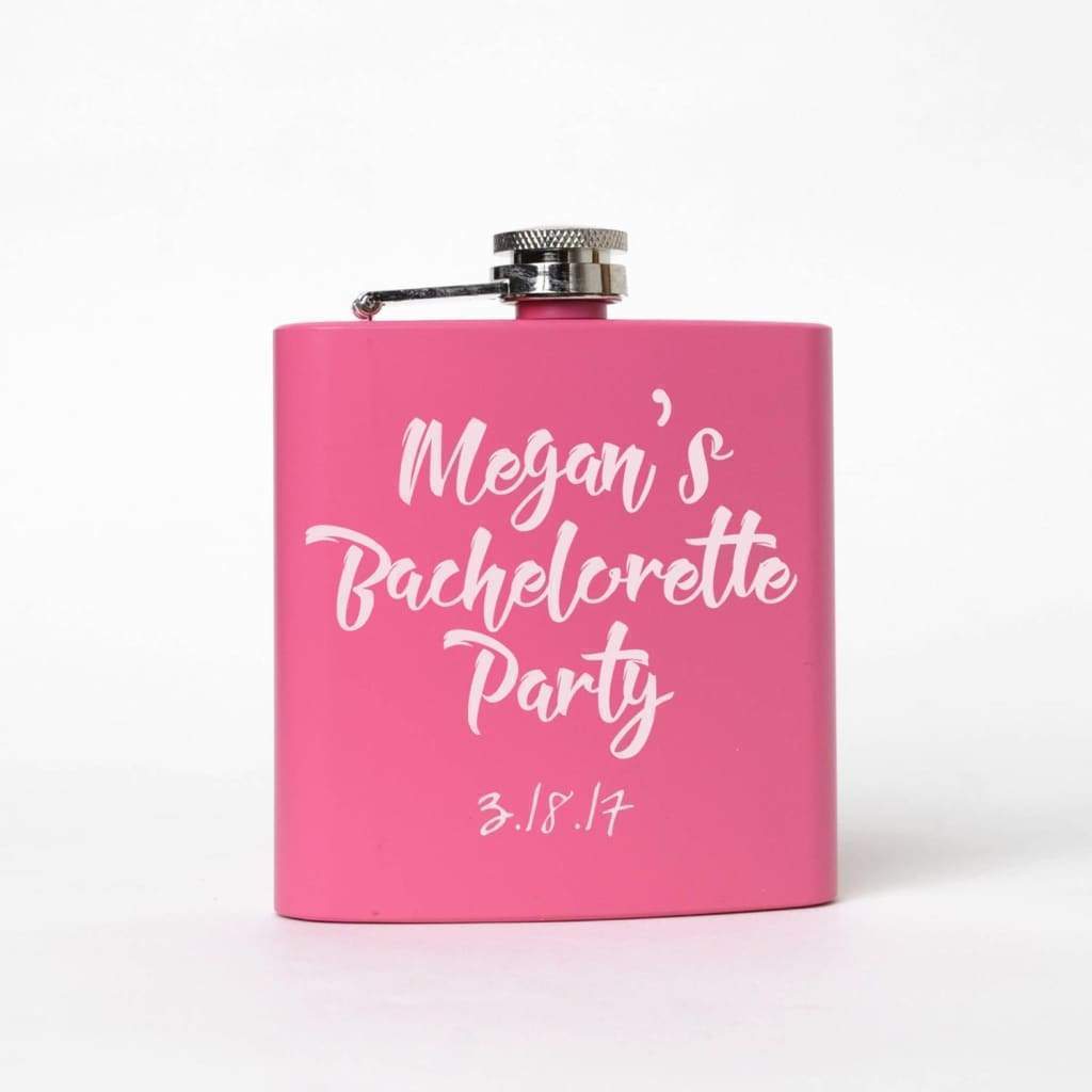 Bachelorette Party Pink Flask - Personalized bachelorette party favors Custom gifts supplies