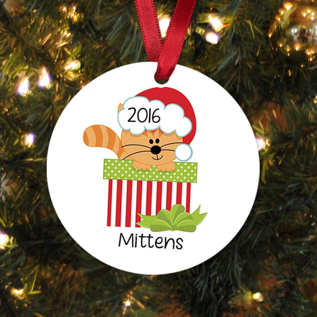 Cat Christmas Ornament - Personalized Christmas Ornament for Cat - Orange Tabby Cat
