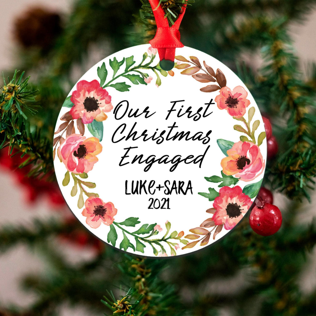 Engagement Ornament, Personalized Christmas Ornament, First Christmas Engaged Ornament