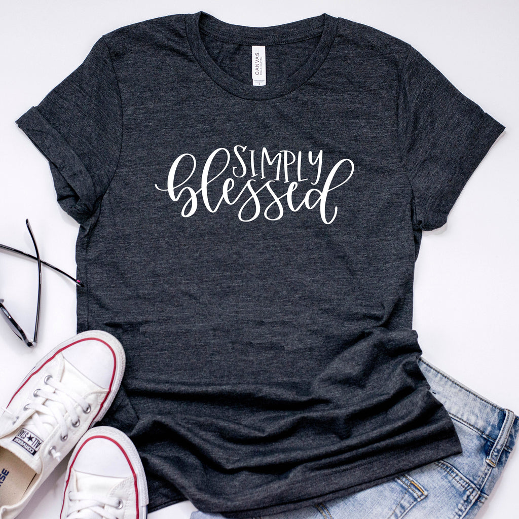 Simply Blessed T-shirt - Womens Graphic Statement Shirt Gift for Mom
