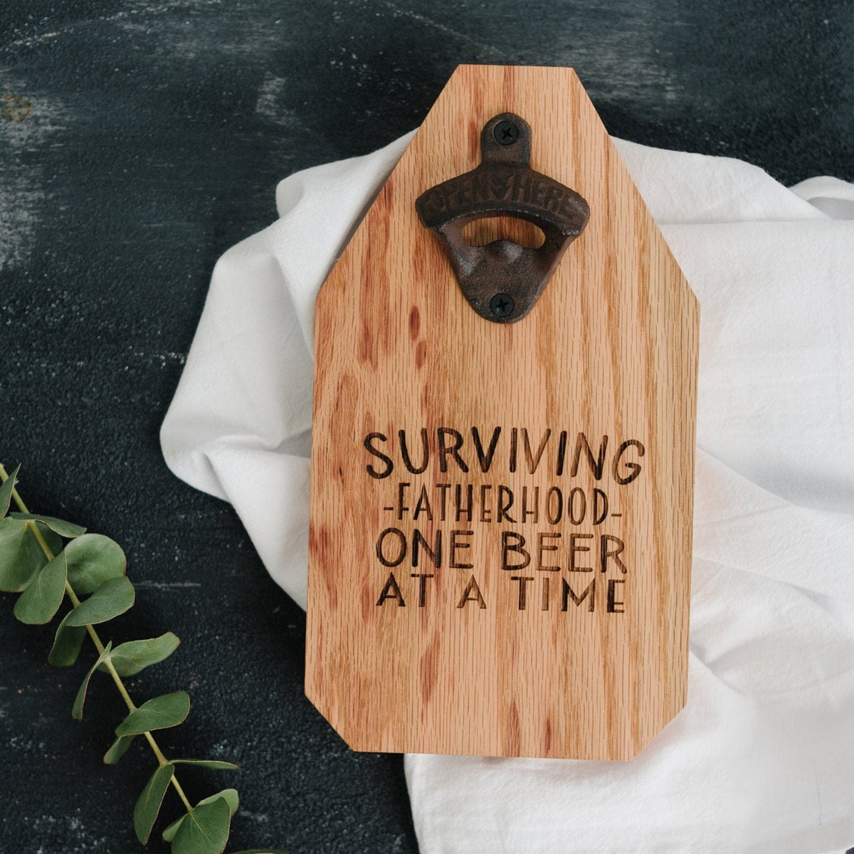 Dad's Survival Tool Engraved 7 Beer Bottle Opener Stainless Steel Option  to personalize Back Custom Name Funny Gift Father's Day