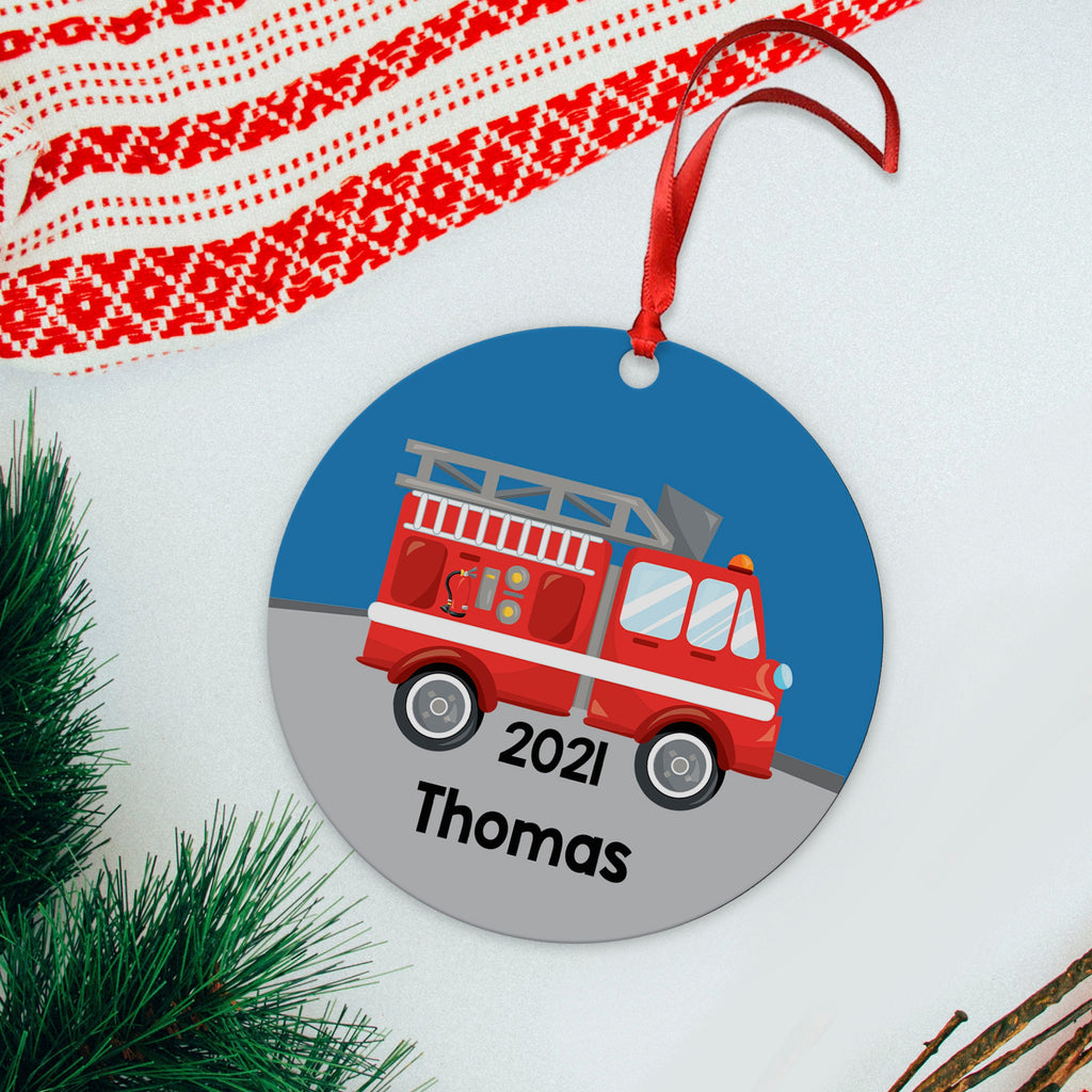 Boy Ornament - Personalized Fire Truck Christmas Ornament - Personalized Kids Gift, Fire Truck Gift for Boys