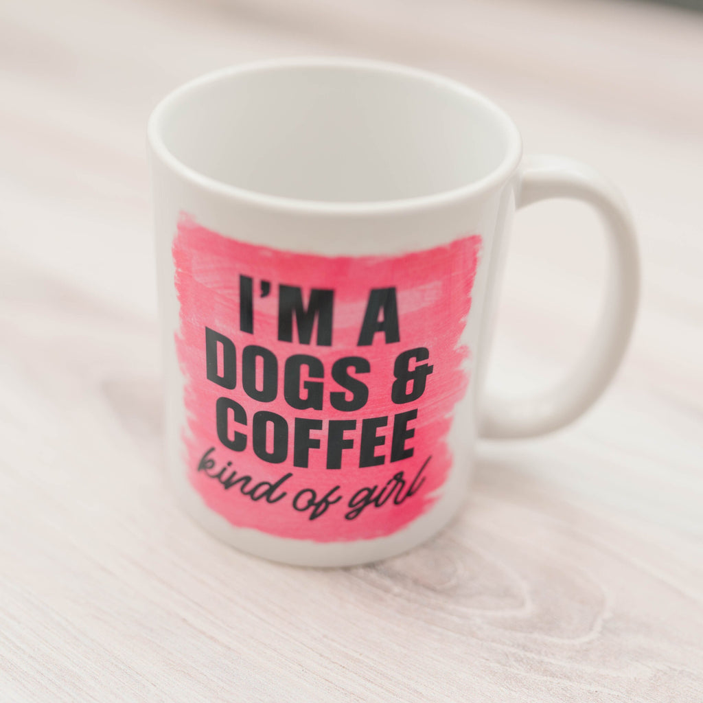 Dog Mom Coffee Mug, dog lover gift, dog owner gift, Pink Mug I'm a dogs & coffee kind of girl