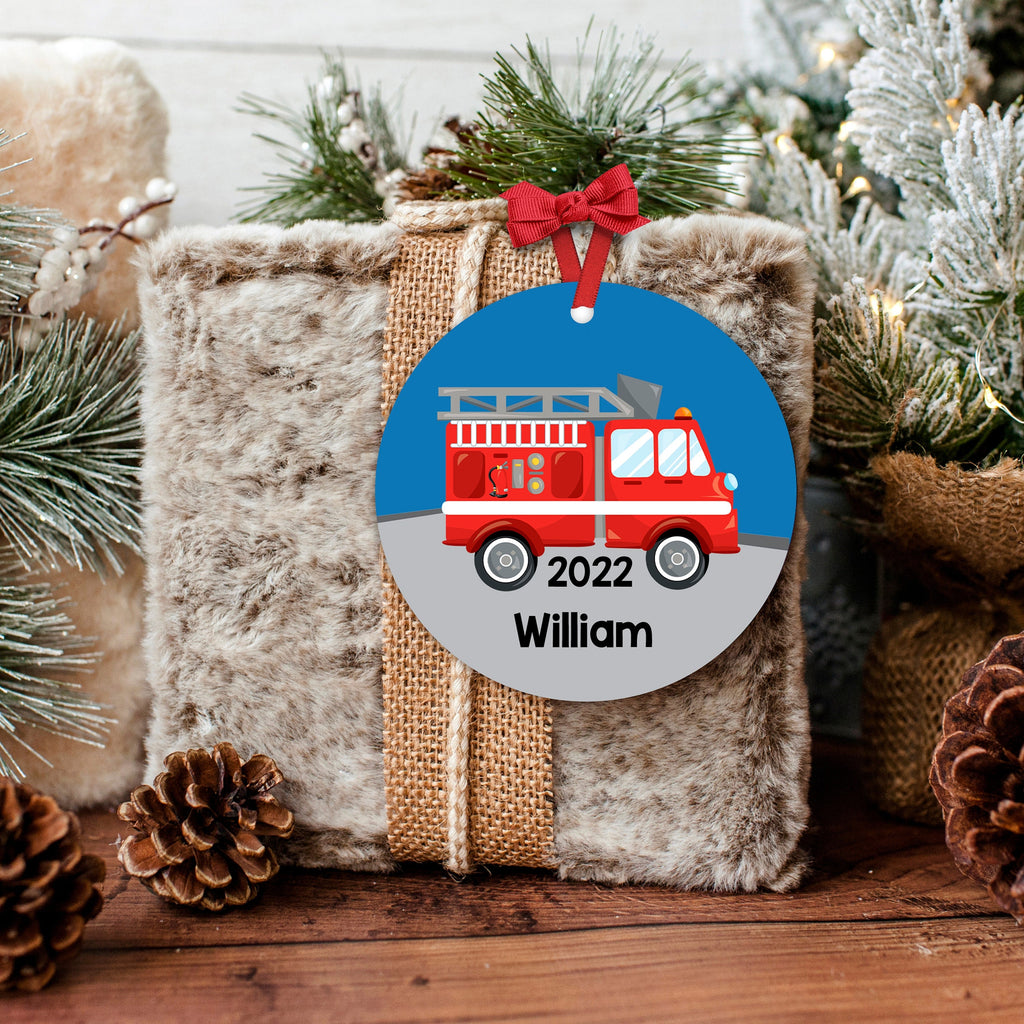 Boy Ornament - Personalized Fire Truck Christmas Ornament - Personalized Kids Gift, Fire Truck Gift for Boys