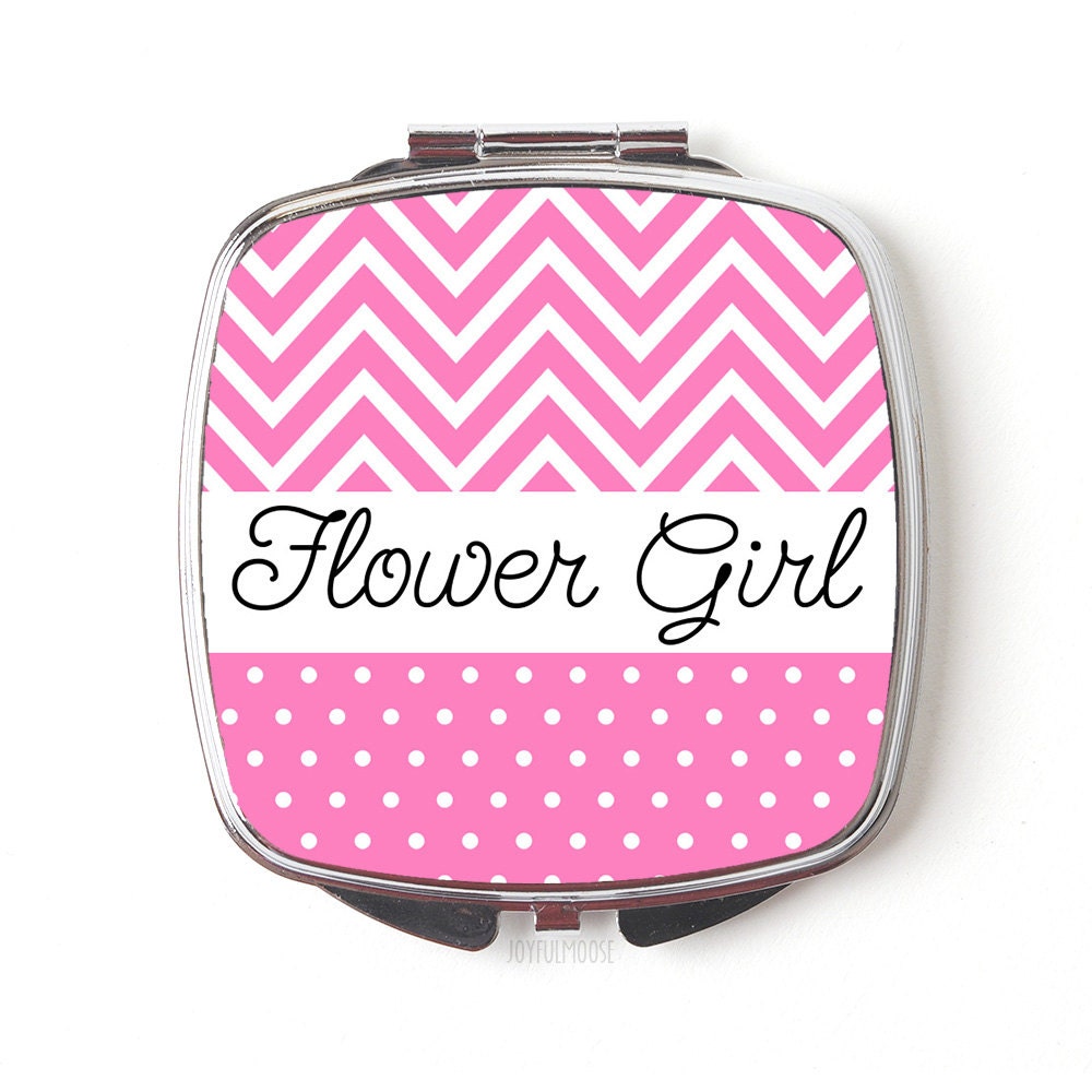 Flower Girl Gift - Pink Compact Mirror Flower Girls Gift - Wedding Party Accessories Compact Makeup Mirror