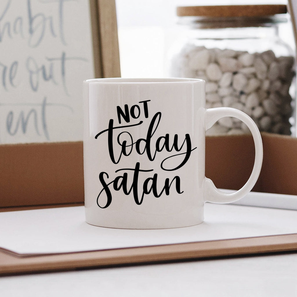 Not Today Satan Coffee Mug, Bible Verse Gift, Christian Mug, Funny Coffee Mug