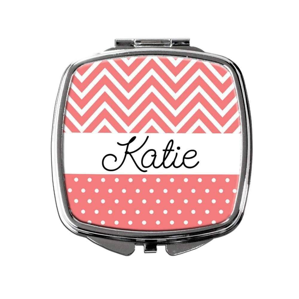 Personalized Compact Mirror - Coral Personalized Purse Mirror - Personalized Bridesmaids Gifts