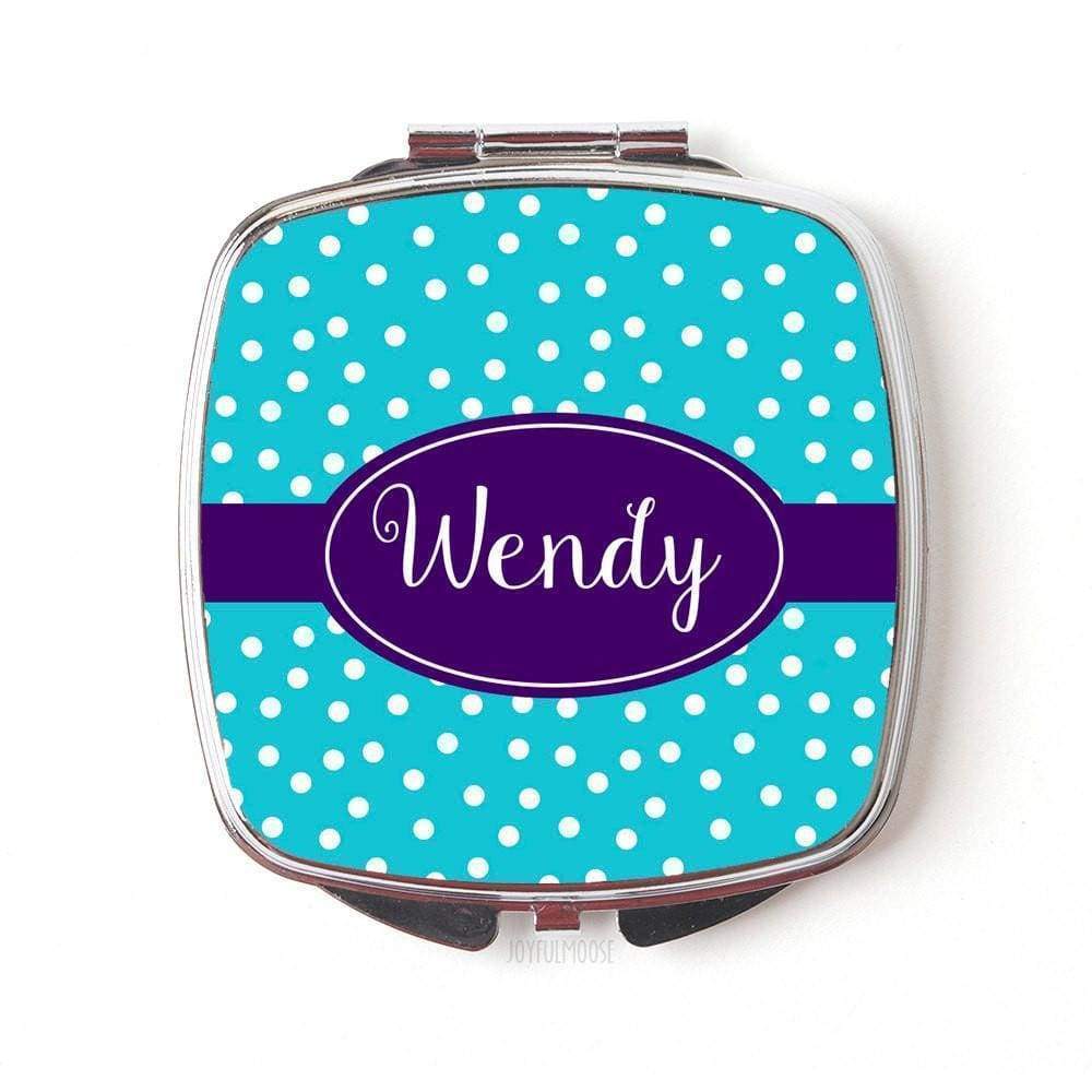 Personalized Compact Mirror - Turquoise Purple Maid of Honor Gifts