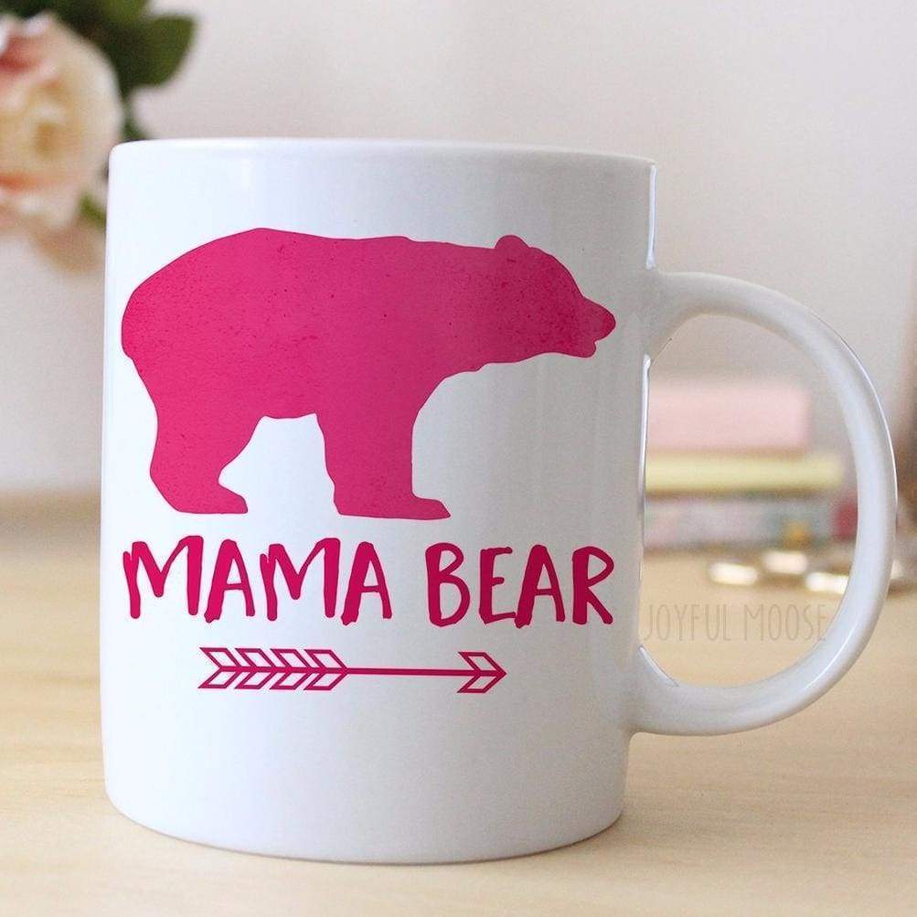 Pink Coffee Mug Watercolor Mama Bear Mug - Gift for New Mom