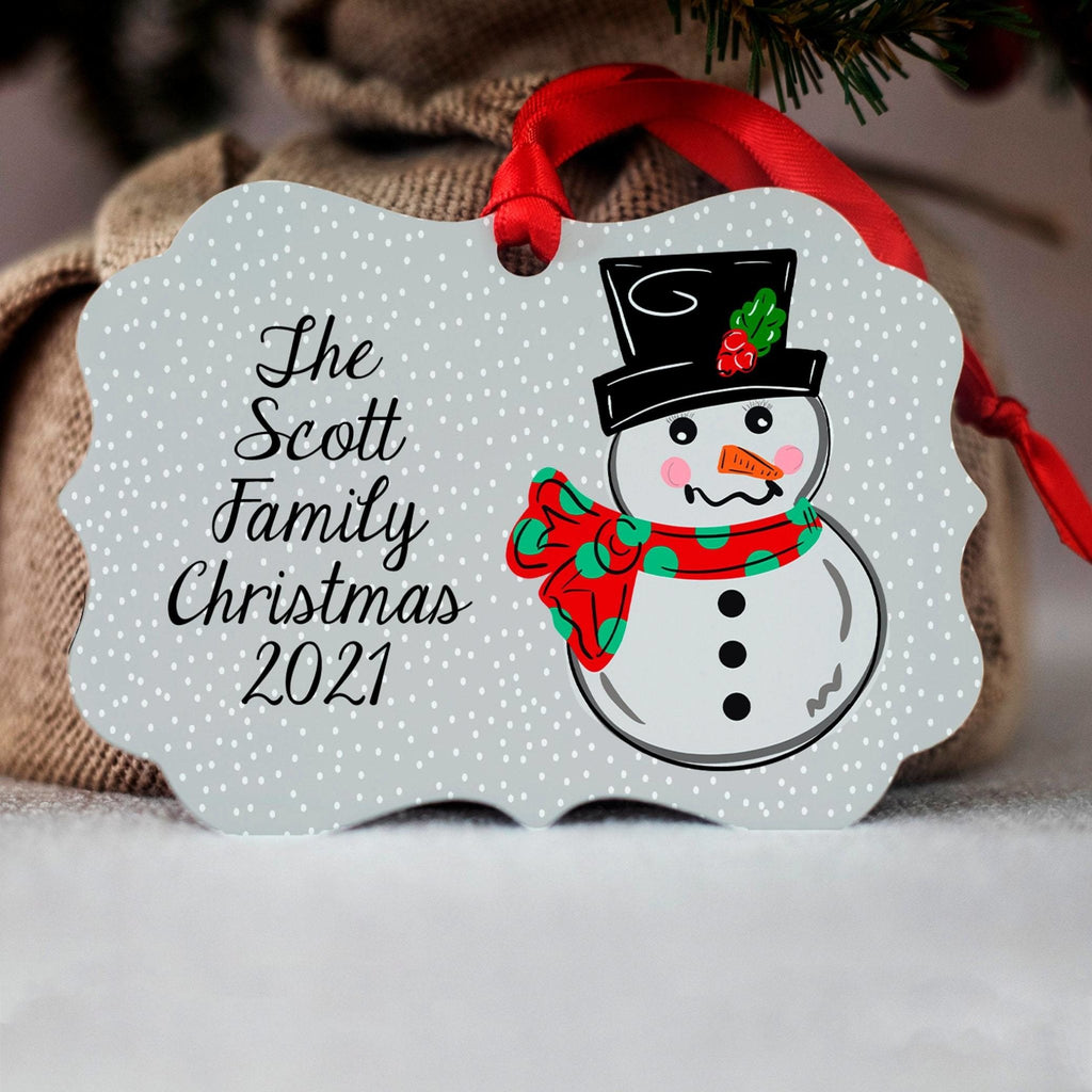 Snowman Christmas Ornament, Family Personalized Christmas Ornament, snowman ornament, family ornament