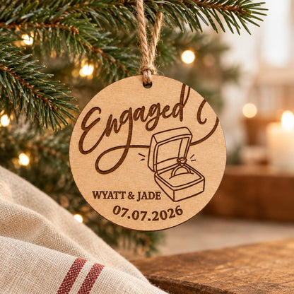 Personalized Engagement Ornament, Engaged Christmas Ornament with Names, Our First Christmas Engaged Gift, Newly Engaged Couple Keepsake