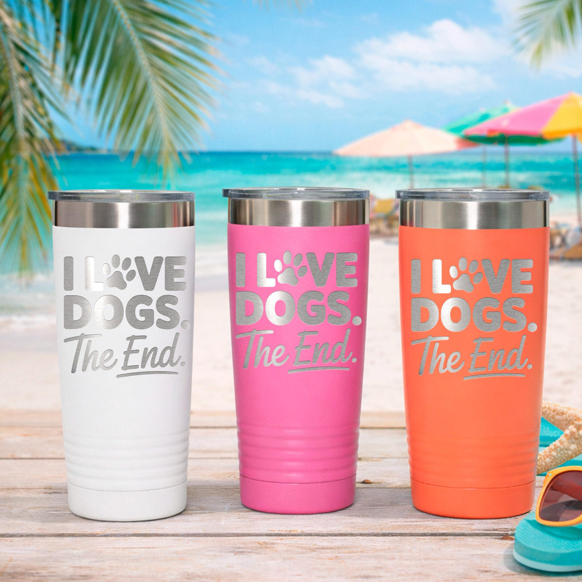 Dog Mom Tumbler, I Love Dogs The End, Cute Dog Paw Prints 20oz Tumbler, Dog Lover Gift, Dog Mom Travel Mug, Gift For Dog Mom