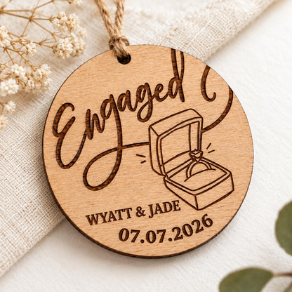 Personalized Engagement Ornament, Engaged Christmas Ornament with Names, Our First Christmas Engaged Gift, Newly Engaged Couple Keepsake