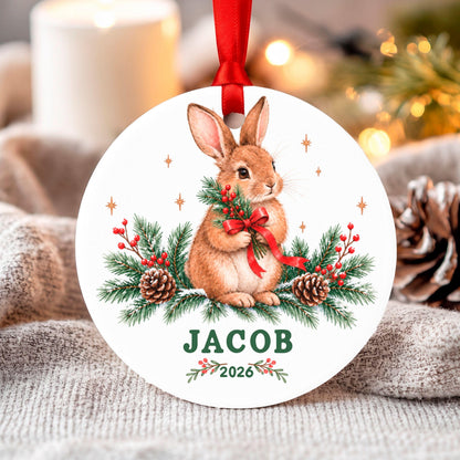 Personalized Baby First Christmas Ornament, Custom Name Bunny Ornament 2026, Baby Boy Keepsake, New Baby Christmas Gift, Kids Ornament
