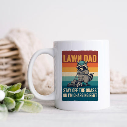 Funny Dad Mug - Vintage Raccoon Coffee Cup | Lawn Care Gift, Dad Humor Present