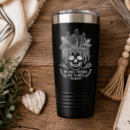 Plant Lover Tumbler, 20 Oz Stainless Steel, Skeleton Plant Design