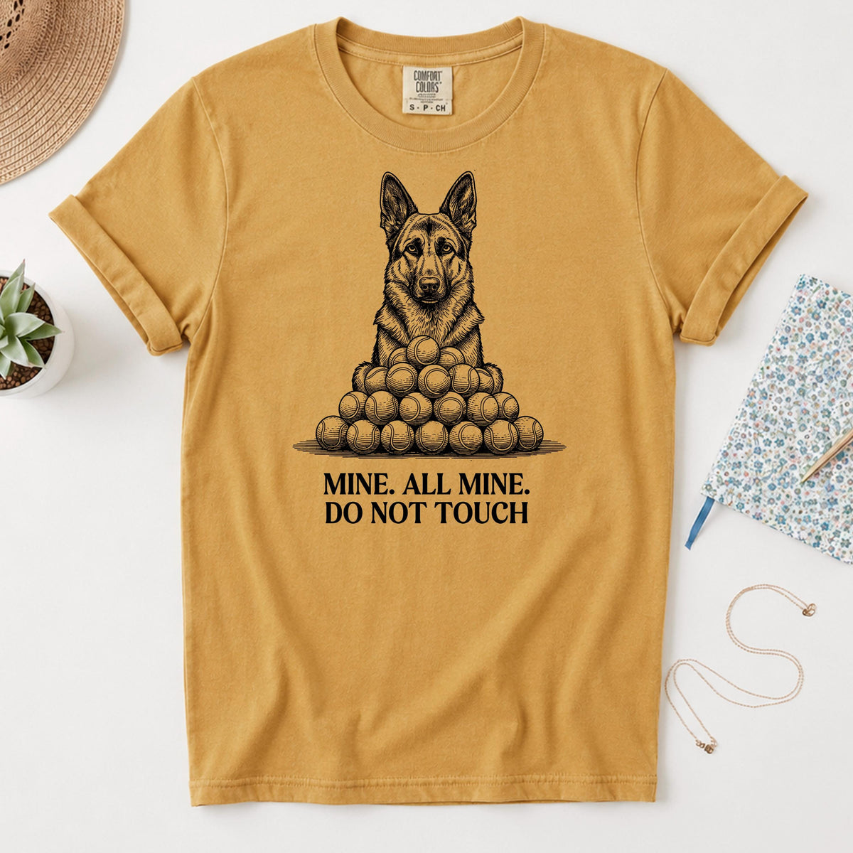 german shepherd shirt, Mine All Mine Tennis Ball Obsessed Tee XS