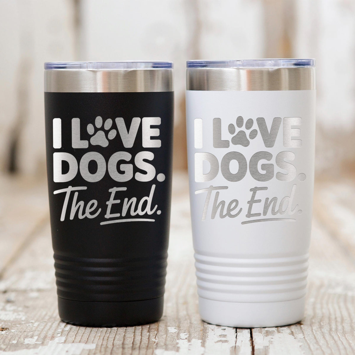 Dog Mom Tumbler, I Love Dogs The End, Cute Dog Paw Prints 20oz Tumbler, Dog Lover Gift, Dog Mom Travel Mug, Gift For Dog Mom