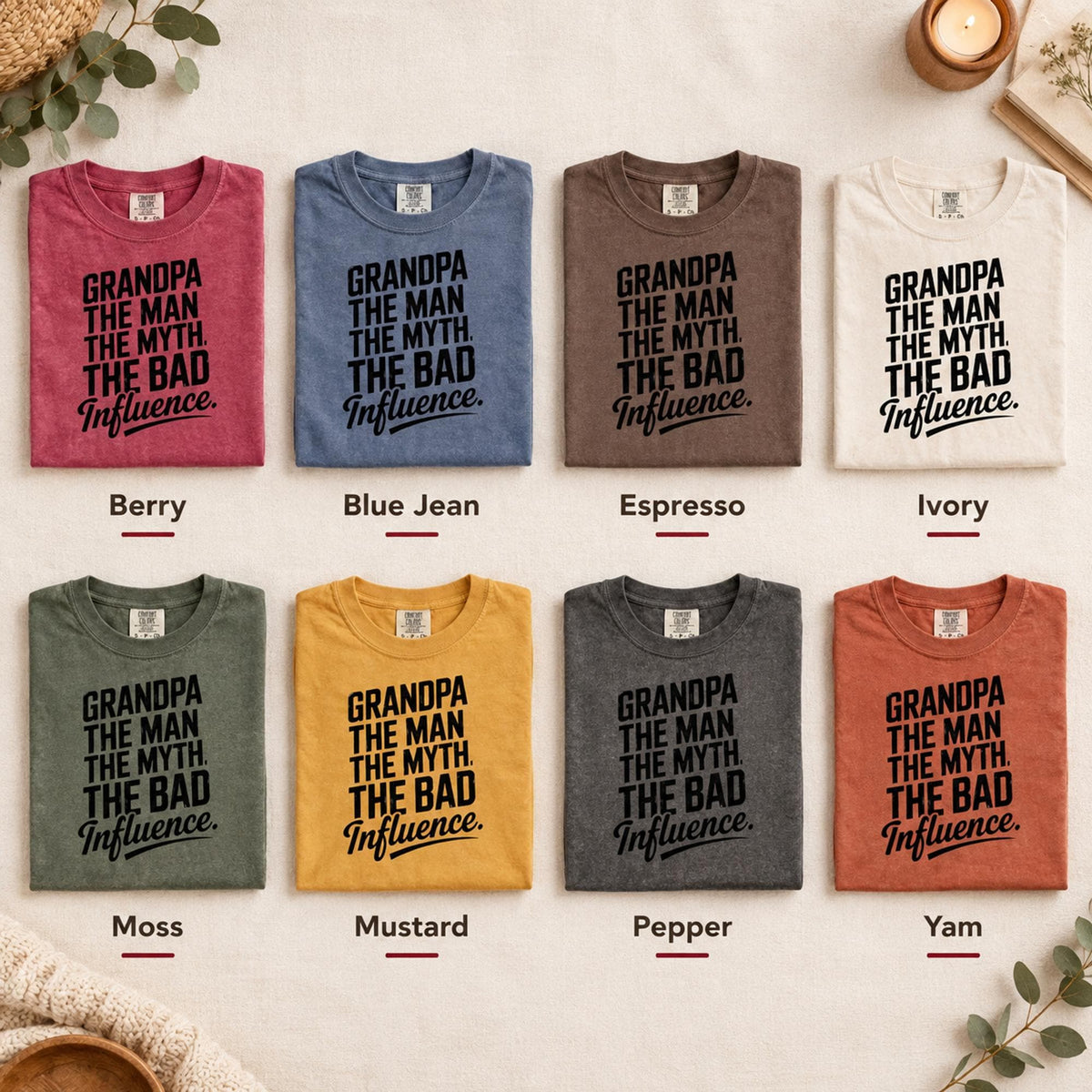 Grandpa Shirt, Funny Grandpa Gift, Grandpa The Man The Myth The Bad Influence T-Shirt, Comfort Colors Tee, Gift for Grandfather
