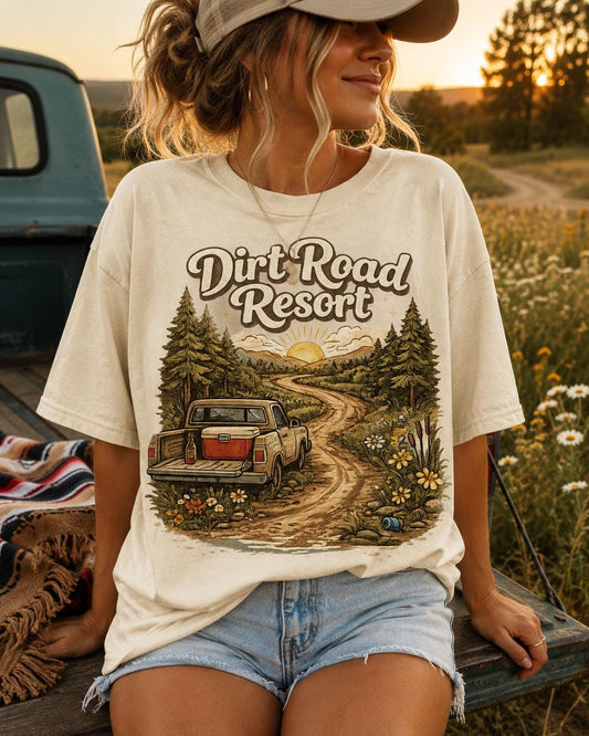 dirt road shirt, dirt road resort, funny country shirt, country girl shirt, country living shirt, southern girl shirt, back roads shirt, red