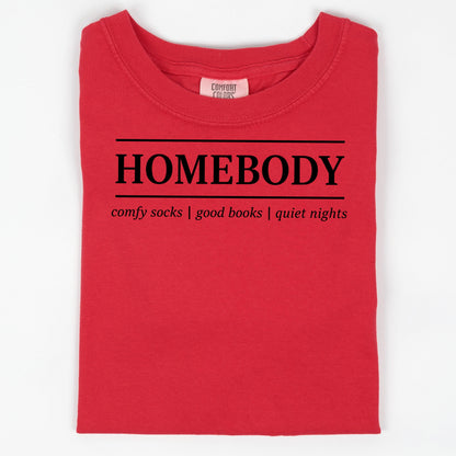 Homebody Shirt', Introvert Book Lover Tee, Comfort Colors Red Soft