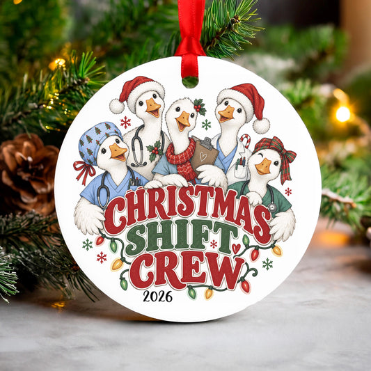 Christmas Shift Crew Ornament 2026, Nurse Doctor Medical Staff Gift, Funny Goose Holiday Decor, Hospital Worker Thank You