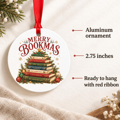 Merry Bookmas Ornament, Book Lover Christmas Ornament, Bookish Book Tree Keepsake, Book Club Gift, Reader & Librarian Christmas Gift