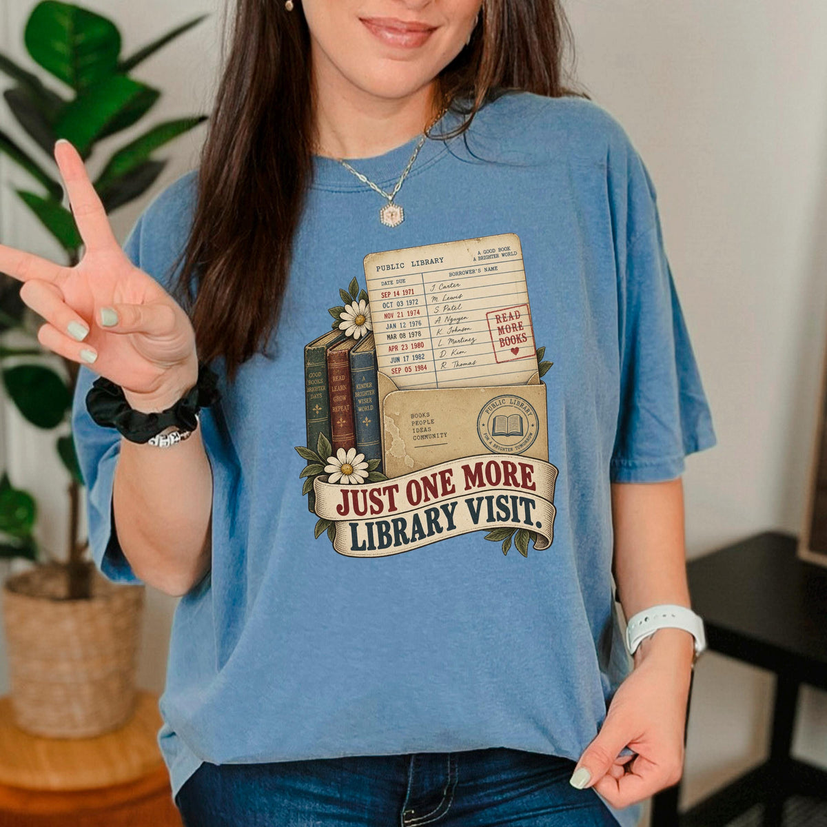 Book Lover Shirt, Just One More Library Visit Vintage Tee Comfort