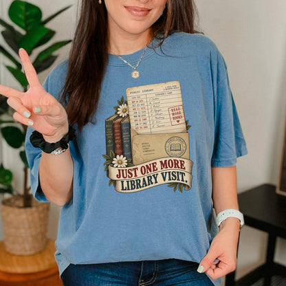 Book Lover Shirt, Just One More Library Visit Vintage Tee Comfort
