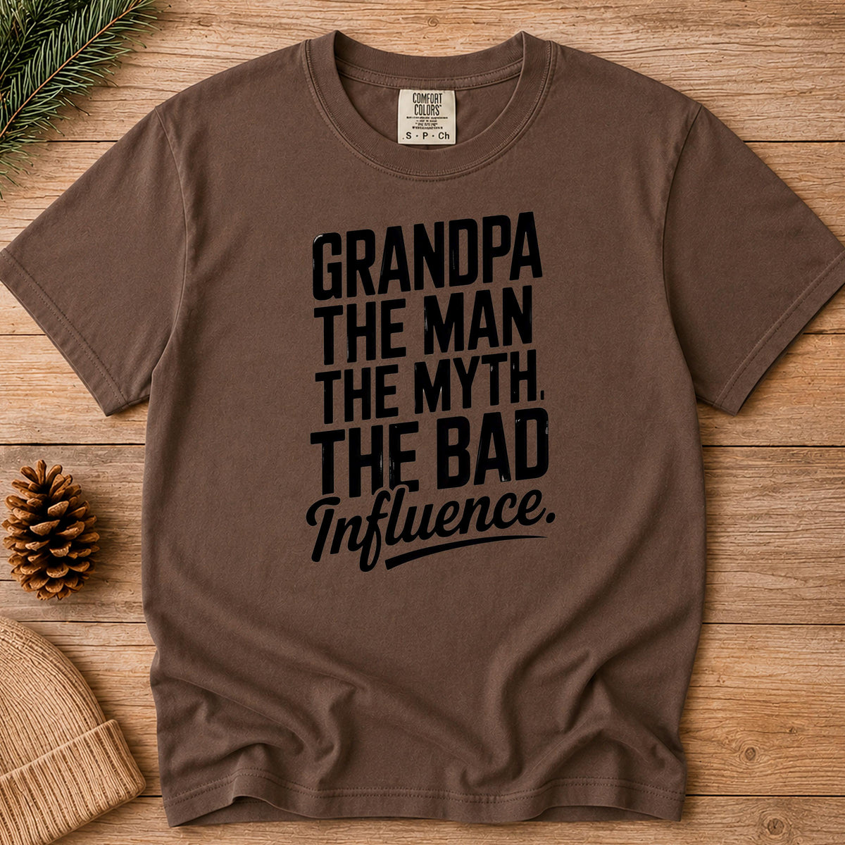 Grandpa Shirt, Funny Grandpa Gift, Grandpa The Man The Myth The Bad Influence T-Shirt, Comfort Colors Tee, Gift for Grandfather