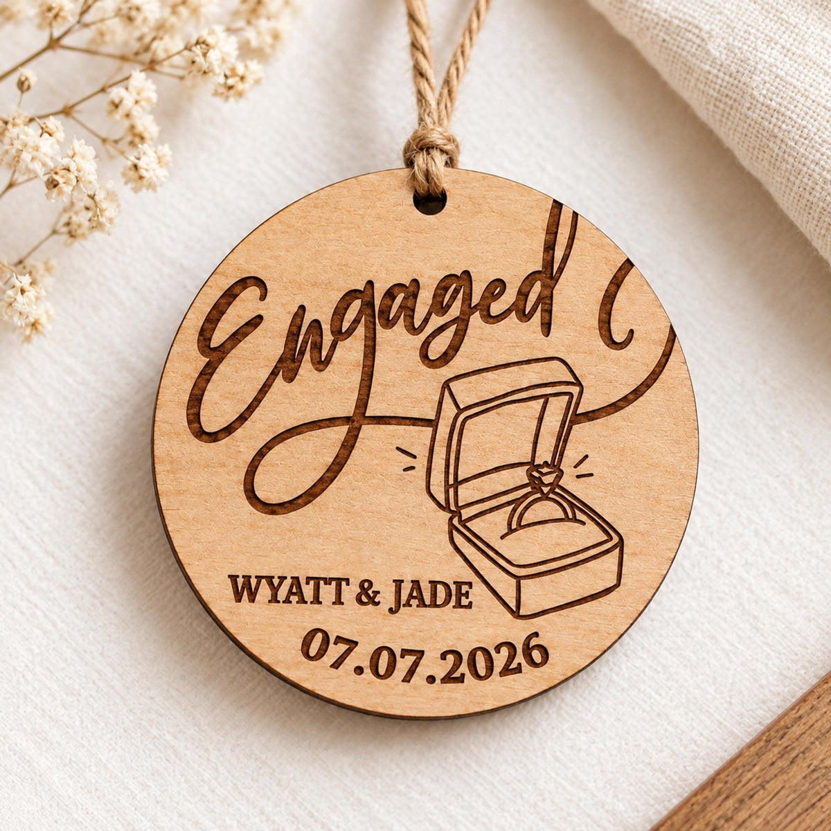 Personalized Engagement Ornament, Engaged Christmas Ornament with Names, Our First Christmas Engaged Gift, Newly Engaged Couple Keepsake