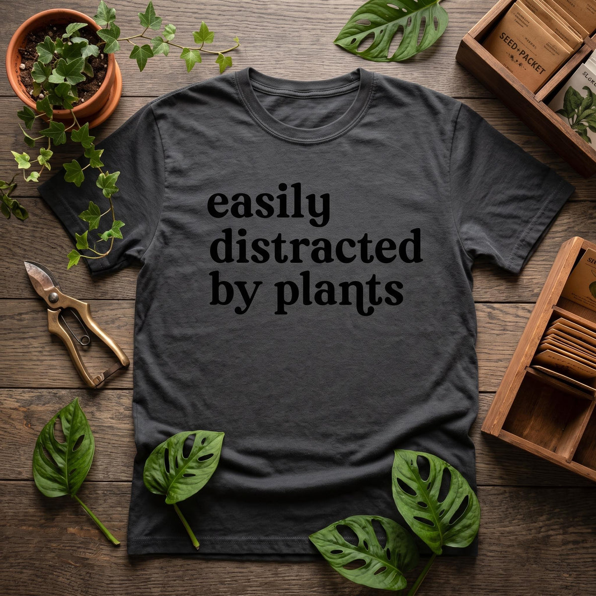 Plant Lover T-Shirt, Easily Distracted By Plants Shirt, Gardener Gift, Comfort Colors C1717 Tee, Funny Plant Mom Shirt, Cottagecore
